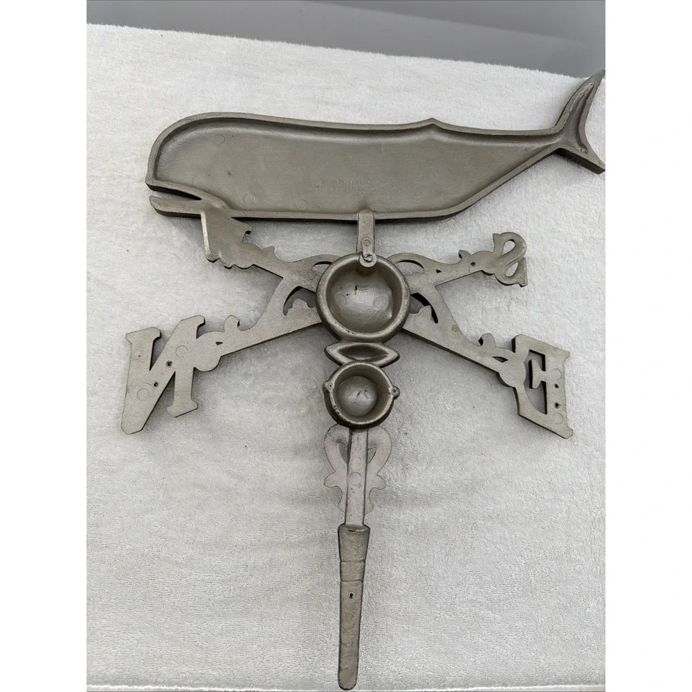 Vtg 1964 Syroco Whale Weather Vane 3D Wall Art !! Silver & Gold HTF !!